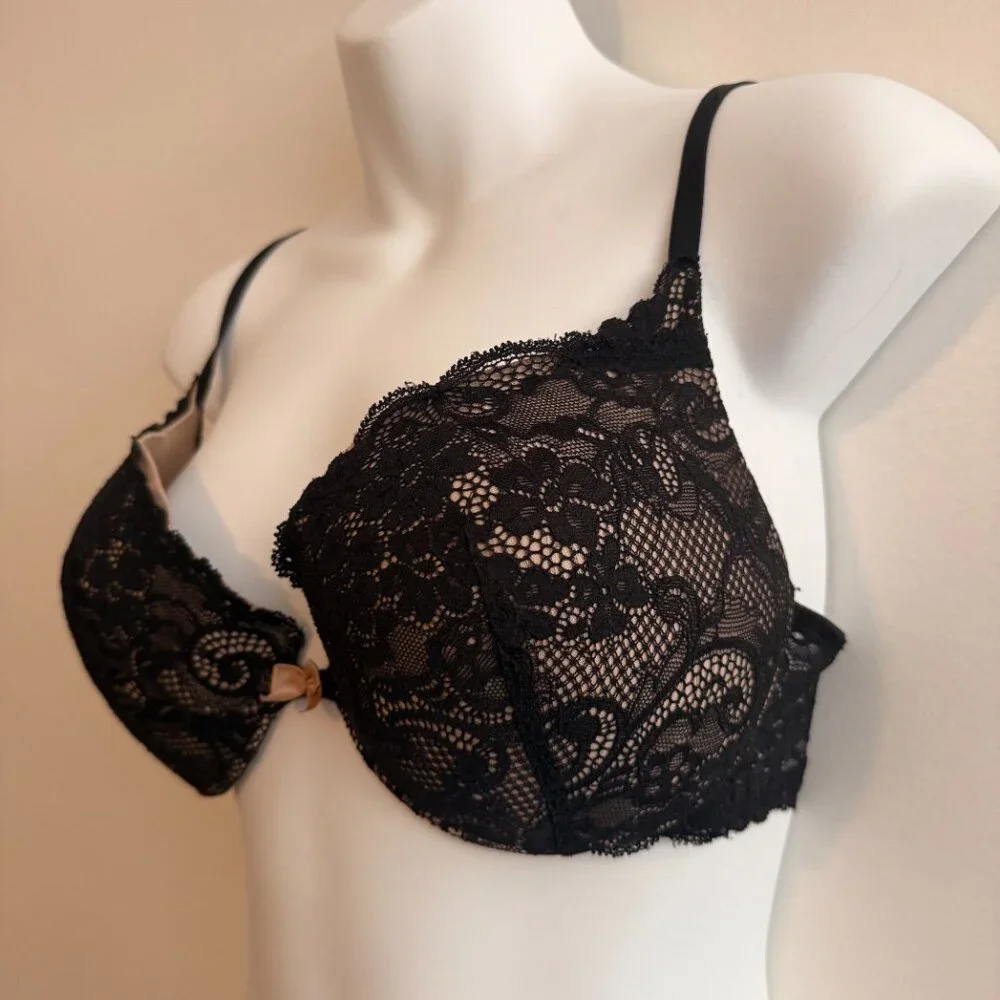 Victoria’s Secret Angels Lace Push-Up Bra | Black | Size 34D - Picture 3 of 8